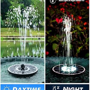 Yzert 3.5W Solar Fountain with Light Full Glass Panel, Solar Bird Bath Fountains with 8 Nozzles & 4 Fixed Rods, Floating Solar Water Fountain for Garden,Pond, Pool, Outdoor(White)