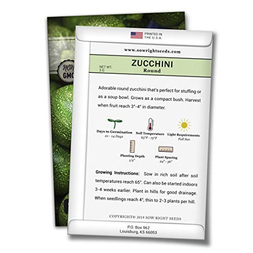 Sow Right Seeds - Zucchini Squash Seed Collection for Planting - Black Beauty, Cocozelle, Grey, Round, and Golden - Non-GMO Heirloom Packet to Plant a Home Vegetable Garden - Productive Summer Squash