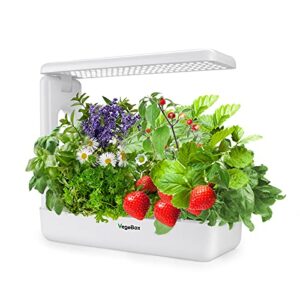vegebox 12 pods hydroponics growing system – indoor herb garden, kitchen smart garden planter, led grow light with plant germination kits(white)…