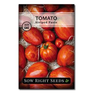 sow right seeds – striped paste tomato seed for planting  – non-gmo heirloom packet with instructions to plant a home vegetable garden