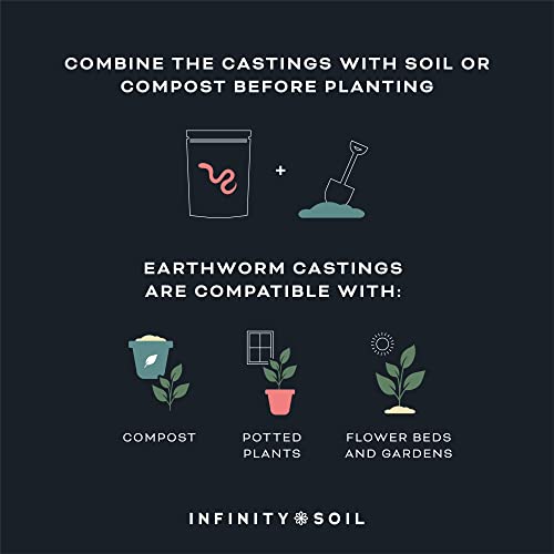 Infinity Soil - Earthworm Castings - Sustainable & Natural Soil Amendment - 0.6-0.7-0.2 NPK - Enhance Soil with Living Microbes and Micronutrients - 1 LB