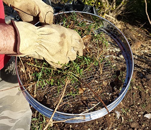 Practicool Garden Potting Mix Sieve - Stainless Steel Riddle - Soil sifting pan - with 4 Interchangeable Filter mesh Sizes - 3,6,9,12 mm and Bonus Spade