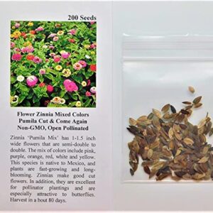 David's Garden Seeds Flower Zinnia Mixed Colors Pumila Cut & Come Again FBA-00026 (Multi) 200 Non-GMO, Heirloom Seeds