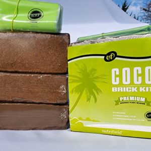 Coco Coir Bricks 5.5 Lbs Pack 3 Coco Bricks RHP Cert pH Balance Buffered Washed Organic Coconut Fiber Soil Compressed Coco Peat Block Indoor Outdoor Plant Flower Vegetable Garden 3 Hydrate/Storage Bag