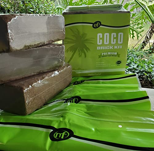 Coco Coir Bricks 5.5 Lbs Pack 3 Coco Bricks RHP Cert pH Balance Buffered Washed Organic Coconut Fiber Soil Compressed Coco Peat Block Indoor Outdoor Plant Flower Vegetable Garden 3 Hydrate/Storage Bag