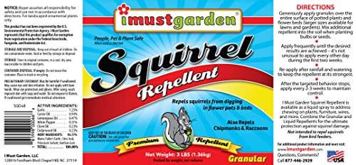 I Must Garden Squirrel Repellent - 3lb Granular - Stops Digging in Flower Pots and Beds