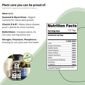 Chemical-Free Organic Indoor Plant Food + Fertilizer | Concentrated Blend, Best for Houseplants Like Succulent, Herb & Fiddle Leaf | Makes 13 Gallons