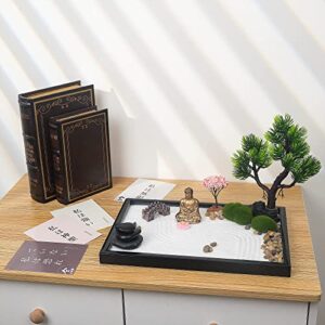 Mindful Gem Zen Garden for Desk, Positive Affirmations Cards, Bonsai Tree, Buddha Statue and Zen Garden Accessories - Home and Office Meditation Decor - Zen Gifts