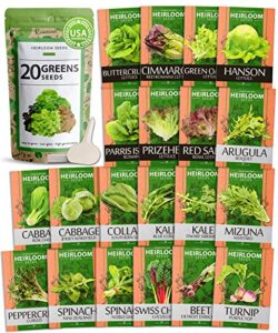 10,000+ heirloom lettuce seeds for planting indoors – 95% germination, non-gmo greens seeds, (20 varieties): kale, spinach, butter, oak, romaine bibb & more – lettuce seeds for hydroponic home garden