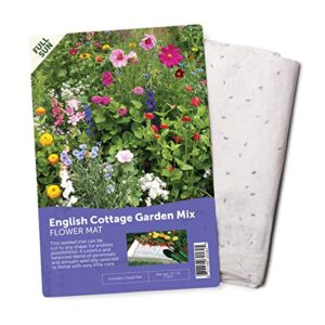 bloomingbulb seed mat – easy to plant and grow garden seeds – creates fragrant, vibrant flower garden – customizable flower beds- english cottage garden mat green 17”x5”