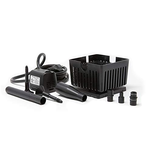 Beckett Corporation CGFK60 Submersible Pump and Container Kit Ideal for Mini Fountains, Water Gardens, and Bird Baths, Black