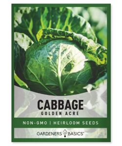cabbage seeds for planting – golden acre green heirloom, non-gmo vegetable variety- 1 gram approx 225 seeds great for summer, spring, fall, and winter gardens by gardeners basics