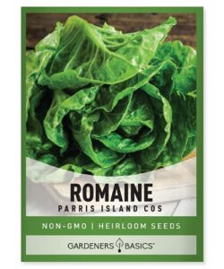 romaine lettuce seeds for planting – parris island cos heirloom, non-gmo vegetable variety- 2 grams seeds great for spring, summer, fall, winter garden and hydroponics by gardeners basics