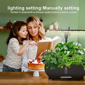 Hydroponics Growing System Indoor Garden, Herb Garden Kit Indoor 9 Pods with LED Grow Light for Home Kitchen, Adjustable Height Silent Water Pump Automatic Timer Fresh Herbs Vegetables (Black)