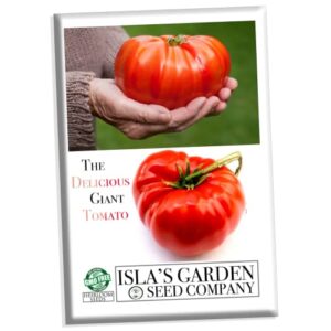 “the delicious giant” beefsteak tomato seeds for planting, 50+ heirloom seeds per packet, non gmo seeds, botanical name: solanum lycopersicum, can grow to 1 pound! great gift
