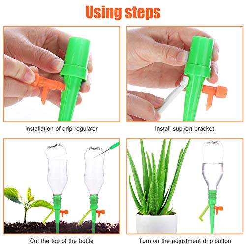 Hengwei Plant Waterer Spikes(18CS), Self Self Plant Watering Device, with Slow Release Control Valve Switch, Automatic Vacation Drip Watering Bulbs Globes Stakes System for Indoor & Outdoor Plants