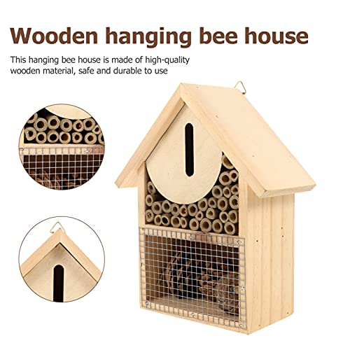 Happyyami Mason Bee House Bee Hive Attracts Peaceful Bee Pollinators to Garden Productivity for Bees Butterflies and Ladybugs