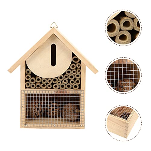 Happyyami Mason Bee House Bee Hive Attracts Peaceful Bee Pollinators to Garden Productivity for Bees Butterflies and Ladybugs