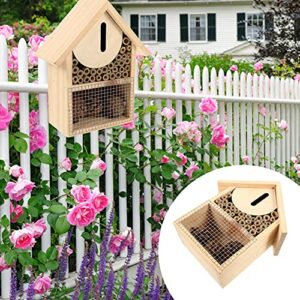 Happyyami Mason Bee House Bee Hive Attracts Peaceful Bee Pollinators to Garden Productivity for Bees Butterflies and Ladybugs