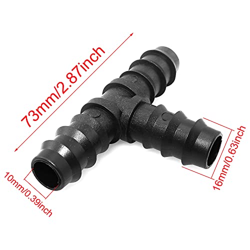 ZRM&E 8pcs Irrigation Fittings Tee 1/2" Garden Hose Tee Water Splitter 16mm Hose 3-way Connector Garden Irrigation Barbed Drip Irrigation Fittings