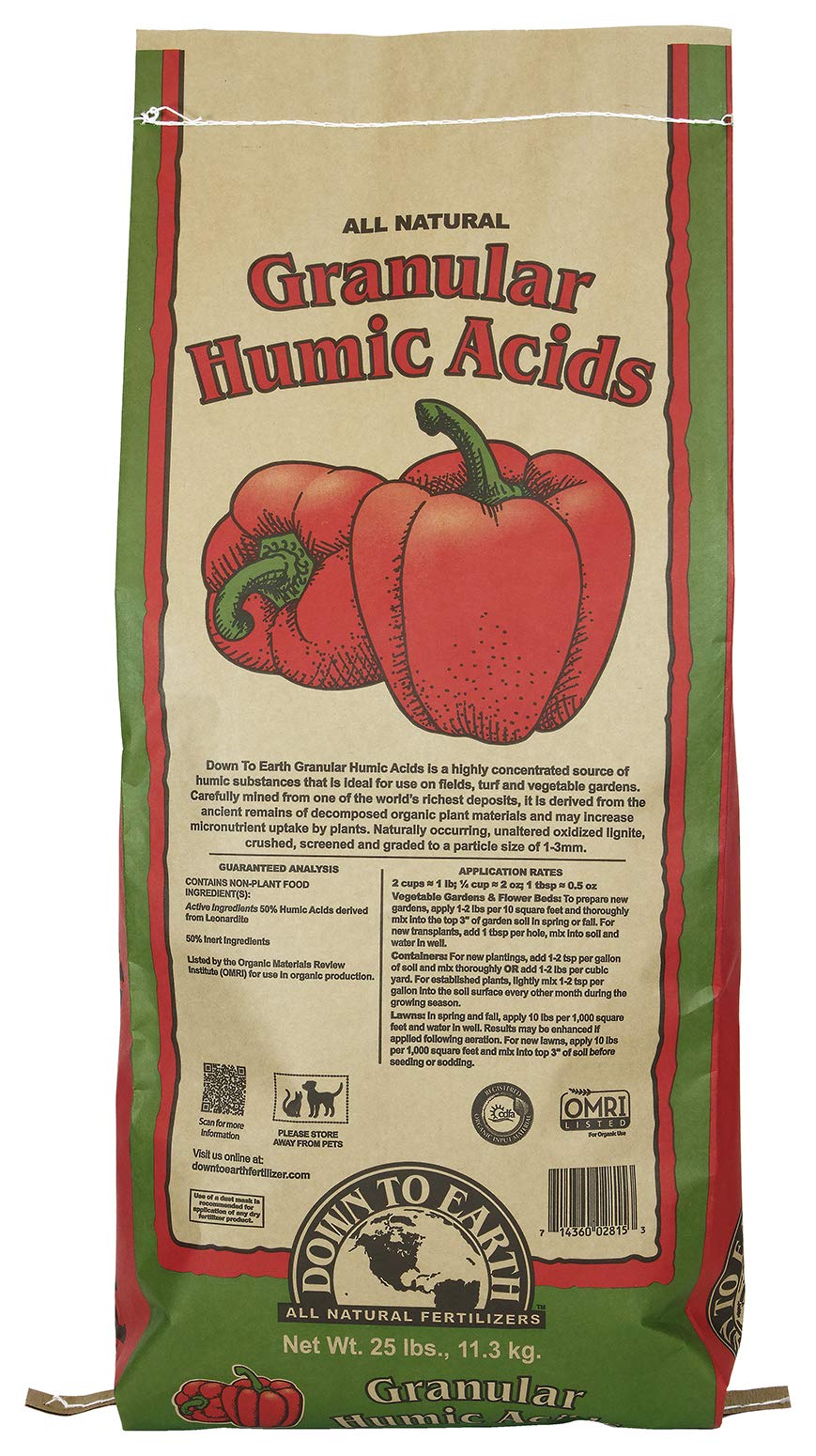 Down To Earth Organic Granular Humic Acids Fertilizer Mix, 25 lb