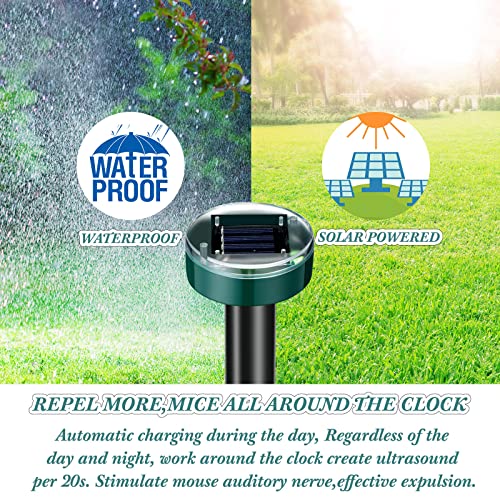 Kittmip Solar Mole Repellent Ultrasonic Powered Outdoor Sound Wave Deterrent for Lawn Garden Snakes Moles Gophers Groundhogs Voles and Other Burrowing Mice, Round (18)