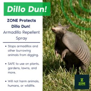 Zone Protects Dillo Dun! Armadillo Repellent Spray. Stop Armadillos from Digging in Your Yard, Gardens and Flower Beds. Natural Armadillo Repellent Liquid Spray