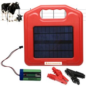 solar powered electric fence charger – 2 mile solar panel energizer for livestock – solar fencer battery powered hot wire fencing – protect horses, cattle, sheep, goats, pets