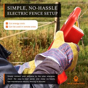 Solar Powered Electric Fence Charger - 2 Mile Solar Panel Energizer for Livestock - Solar Fencer Battery Powered Hot Wire Fencing - Protect Horses, Cattle, Sheep, Goats, Pets