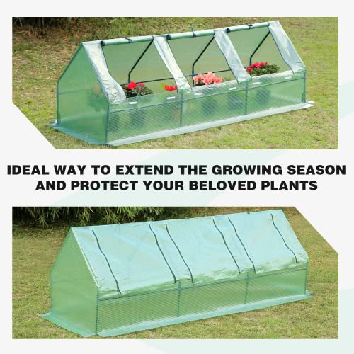 EROMMY 95" W × 32" D × 32" H Portable Mini Greenhouse Outdoor Green Plant Hot House with Zipper Doors, Green House for Outsides, Garden, Patio, Home, Backyard, Green