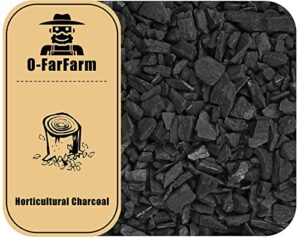 o-farfarm horticultural charcoal for potted plants 1 qt, hardwood charcoal for potting soil amendment, orchids, terrariums, and gardening