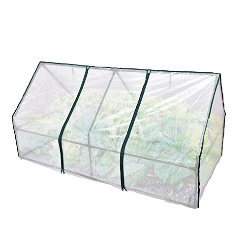 VERFARM Portable Greenhouse Kit for Raised Garden Bed with Roll-up Zipper Doors, Plants Hot House PE Cover for Protecting Plant from Cold Frost & Birds & Insects, Easy Access (8*4FT)