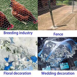 Qlvily Chicken Wire 13.7" x 393.7" Poultry Wire Netting, Hexagonal Galvanized Mesh Garden Fence Barrier, Pet/Rabbit/Chicken Wire Fencing, with 100 PCS Cable Zip Ties