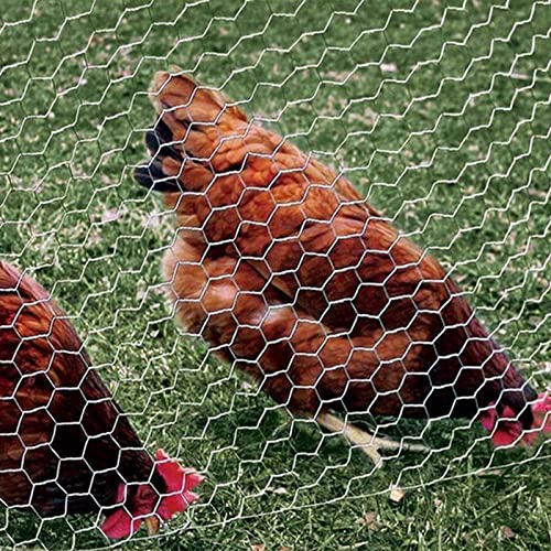 Qlvily Chicken Wire 13.7" x 393.7" Poultry Wire Netting, Hexagonal Galvanized Mesh Garden Fence Barrier, Pet/Rabbit/Chicken Wire Fencing, with 100 PCS Cable Zip Ties