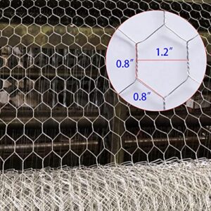 Qlvily Chicken Wire 13.7" x 393.7" Poultry Wire Netting, Hexagonal Galvanized Mesh Garden Fence Barrier, Pet/Rabbit/Chicken Wire Fencing, with 100 PCS Cable Zip Ties