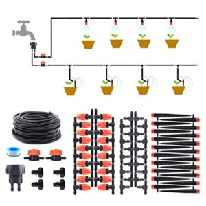 talegen drip irrigation system, drip irrigation kit, 66ft 1/4″ blank distribution tubing garden watering system/micro diy water saving automatic irrigation set adjustable misting nozzle emitters for garden greenhouse flower bed patio lawn