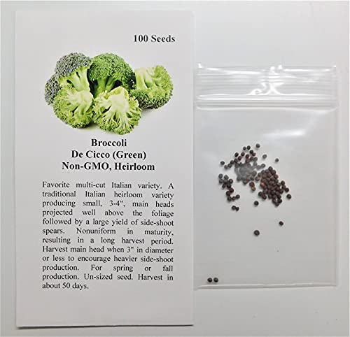 David's Garden Seeds Broccoli De Cicco FBA-8149 (Green) 100 Non-GMO, Heirloom Seeds