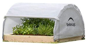 shelterlogic 4′ x 4′ growit backyard round roof style raised bed greenhouse with fully closable translucent waterproof cover (wood frame not included)