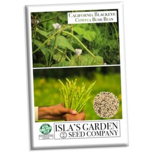 california blackeye cowpea bush bean seeds for planting, 50+ heirloom seeds per packet, (isla’s garden seeds), non gmo seeds, botanical name: vigna unguiculata, great bush bean variety
