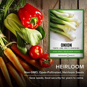 Green Onion Seeds for Planting - Tokyo Long White Bunching is A Great Heirloom, Non-GMO Vegetable Variety- 200 Seeds Great for Outdoor Spring, Winter and Fall Gardening by Gardeners Basics