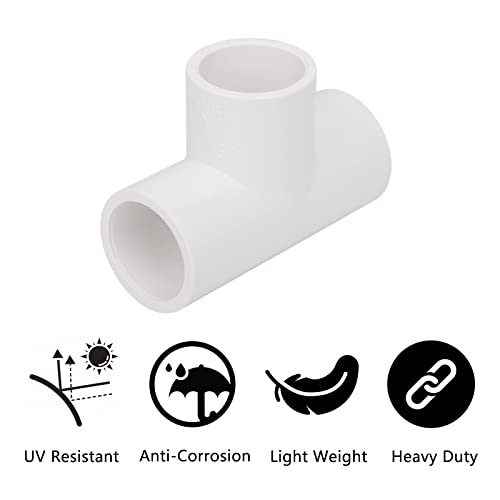 CEE 20 Pack 3 Way 1/2 Inch Tee PVC Fittings, 1/2inch SCH 40 PVC Pipe Fitting Adapter for Water Supplies Build PVC Furniture DIY Garden Shelf Greenhouse (Socket *Socket*Socket)