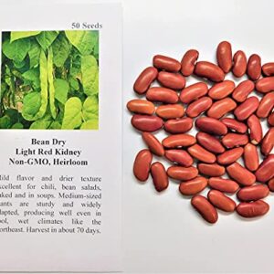 David's Garden Seeds Bean Dry Kidney Red FBA-00061 (Red) 50 Non-GMO, Heirloom Seeds