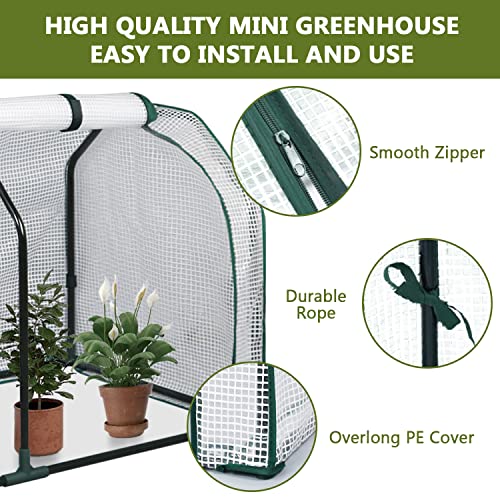 LYNSLIM 2pcs Mini Greenhouse, 48" x24x 21.6",PE Cover,Large Zipper Doors,Indoor Outdoor Garden Green House Flowerpot Cover