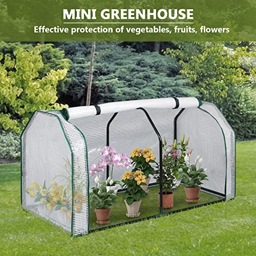 LYNSLIM 2pcs Mini Greenhouse, 48" x24x 21.6",PE Cover,Large Zipper Doors,Indoor Outdoor Garden Green House Flowerpot Cover