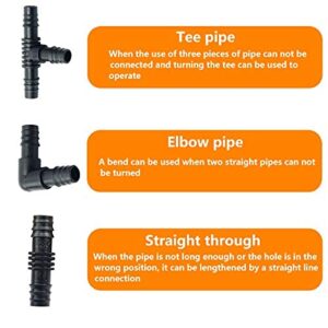 Leadrise 18 Pieces Drip Irrigation Fittings Kit 1/2" Tubing Set, 6 Tees, 6 Couplings, 6 Elbows Connectors for Rain Pipe and Sprinkler Systems