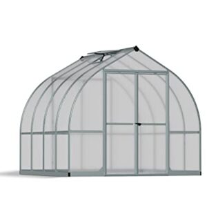 Palram - Canopia Bella Hobby Greenhouse, 8' x 8', Silver with Twin Wall Glazing