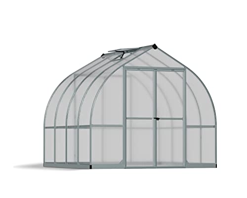 Palram - Canopia Bella Hobby Greenhouse, 8' x 8', Silver with Twin Wall Glazing