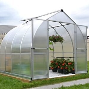 Palram - Canopia Bella Hobby Greenhouse, 8' x 8', Silver with Twin Wall Glazing