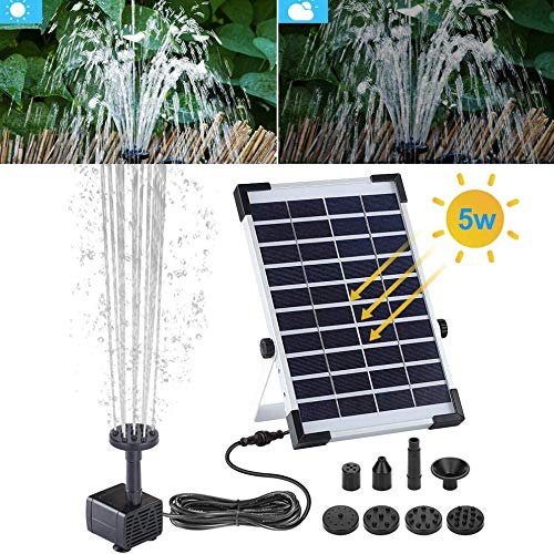 n/a Solar Fountain Pump, Bird Bath Fountain 380L/H, 10V 5W Solar Fountain Outdoor Fountain for Small Pond, Swimming Pool, Terrace Garden