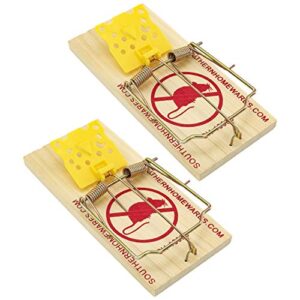 southern homewares wooden snap rat trap spring action with expanded cheese shaped trigger 2 pack